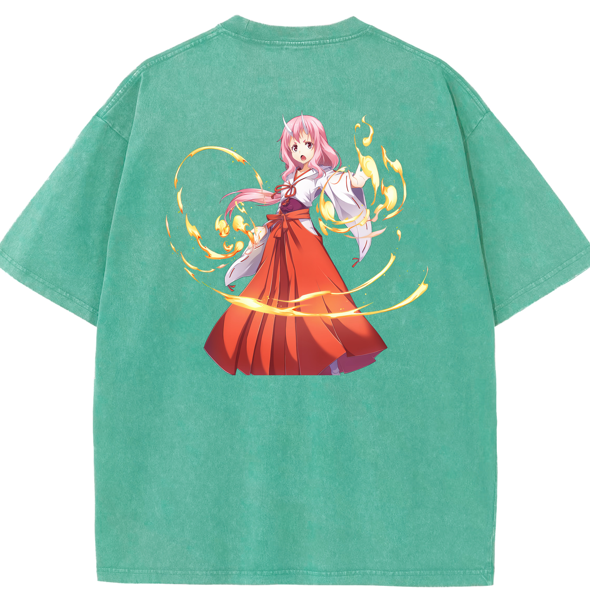 （画像用） 転スラ Regarding Reincarnated to Slime 綿100% ヴィンテージ風 半袖Tシャツ（背面プリント）